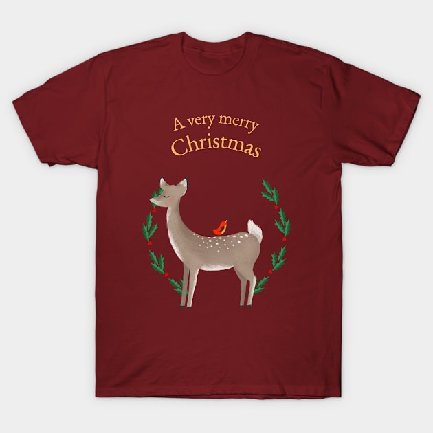 Merry Christmas Deer T-Shirt by Tip Top Tee's